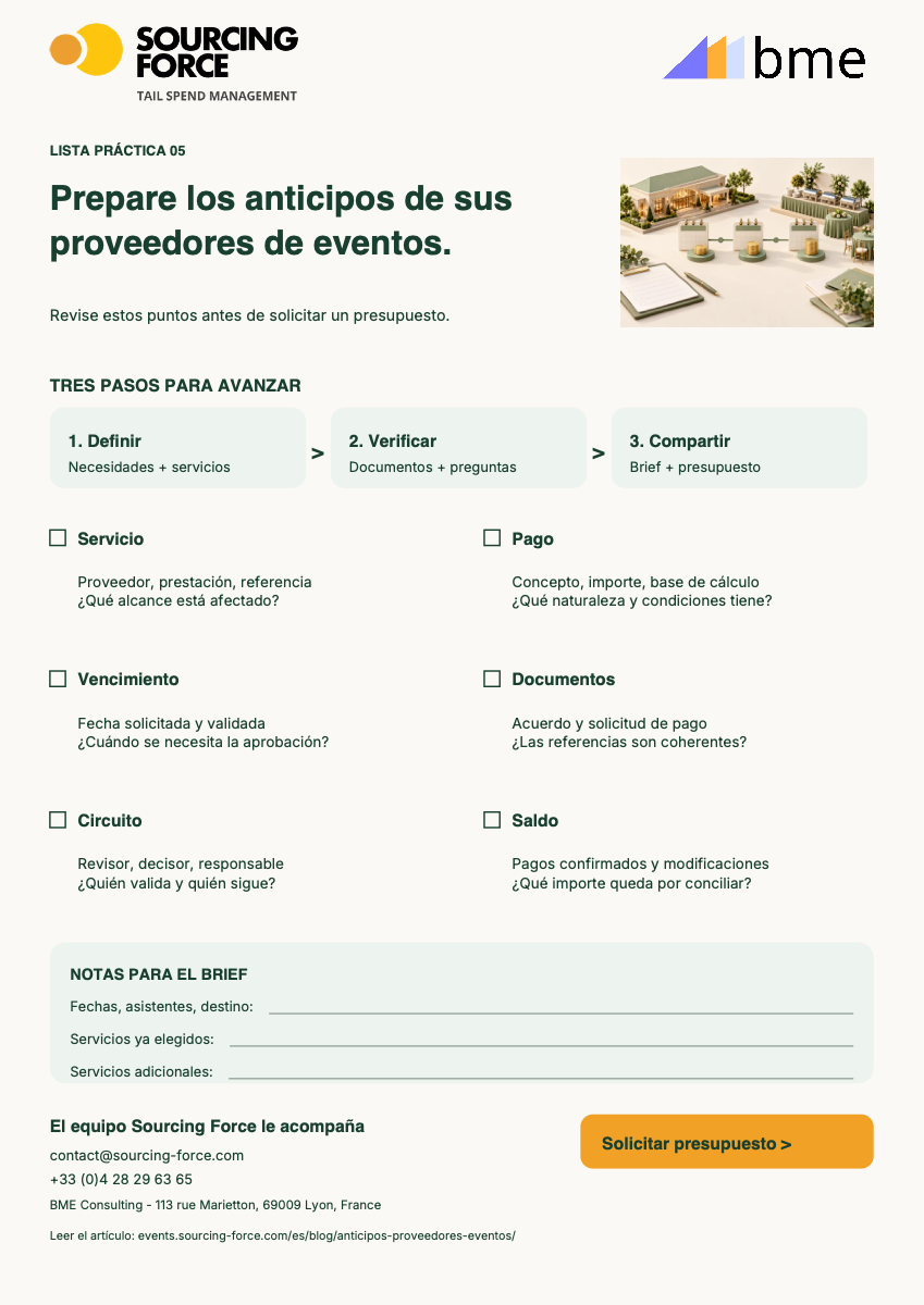 Vista previa de la lista PDF — Lista para preparar anticipos por servicio