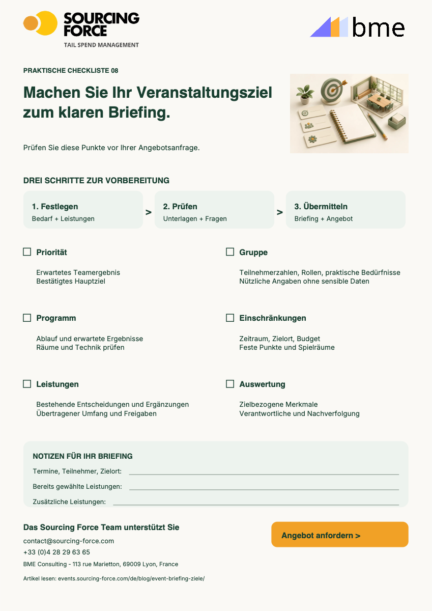 Vorschau der PDF-Checkliste — Prüfraster vom Veranstaltungsziel zum Briefing