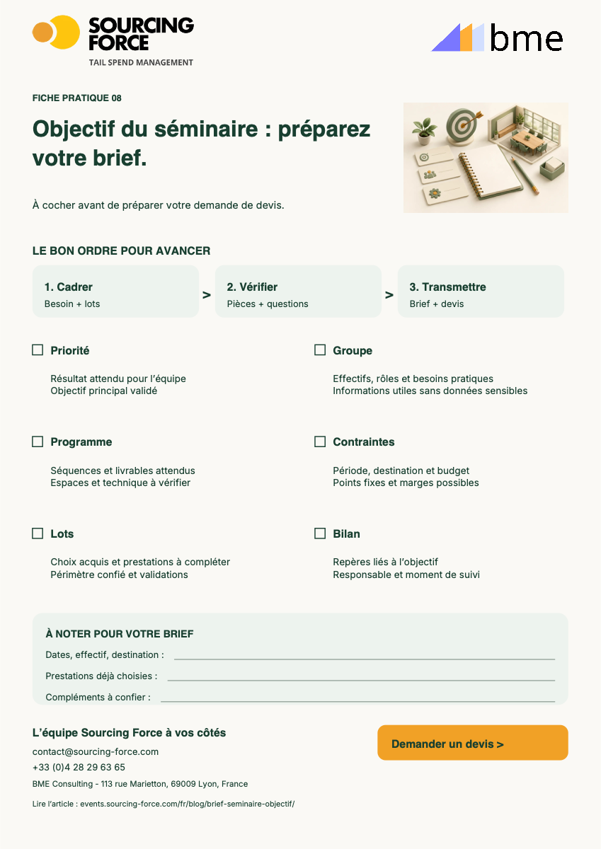 Aperçu de la checklist PDF — Grille pour transformer votre objectif en brief