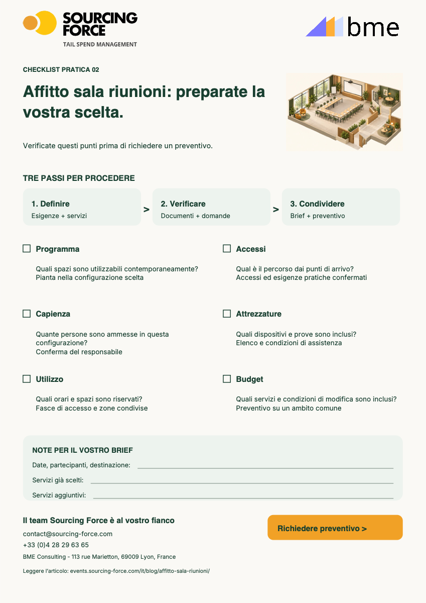 Anteprima della checklist PDF — Lista di selezione per una sala riunioni