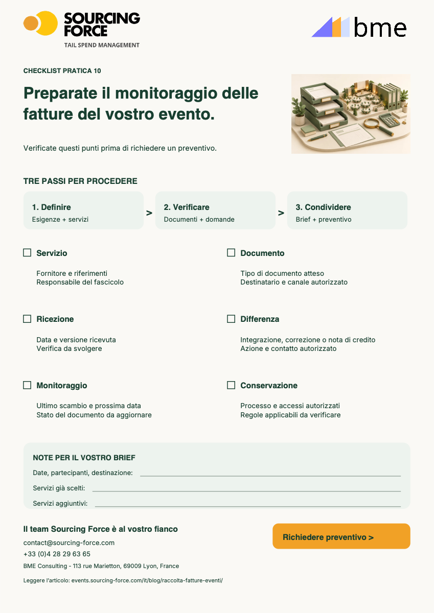 Anteprima della checklist PDF — Lista di controllo dei documenti dell’evento