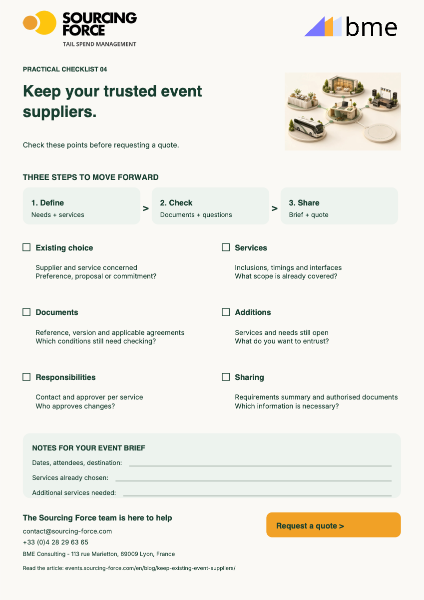 PDF checklist preview — Handover checklist for each existing event supplier