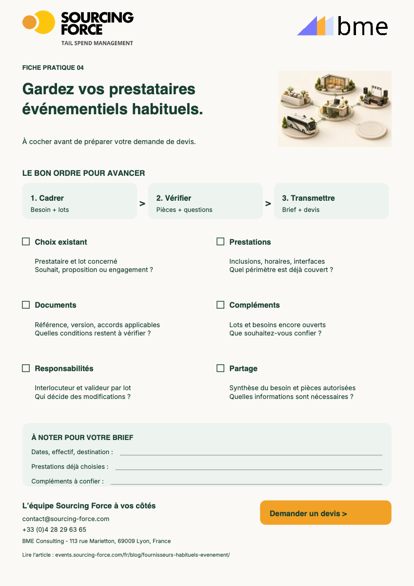 Aperçu de la checklist PDF — Fiche de reprise pour chaque prestataire existant