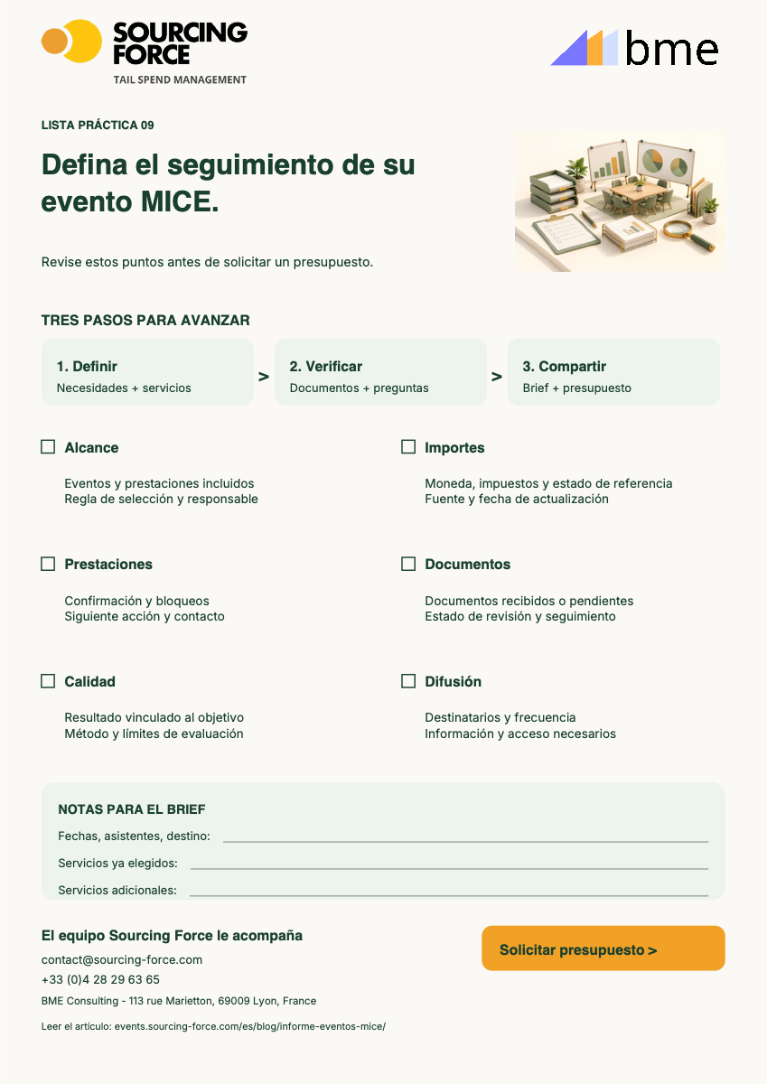 Vista previa de la lista PDF — Lista de control para los indicadores MICE