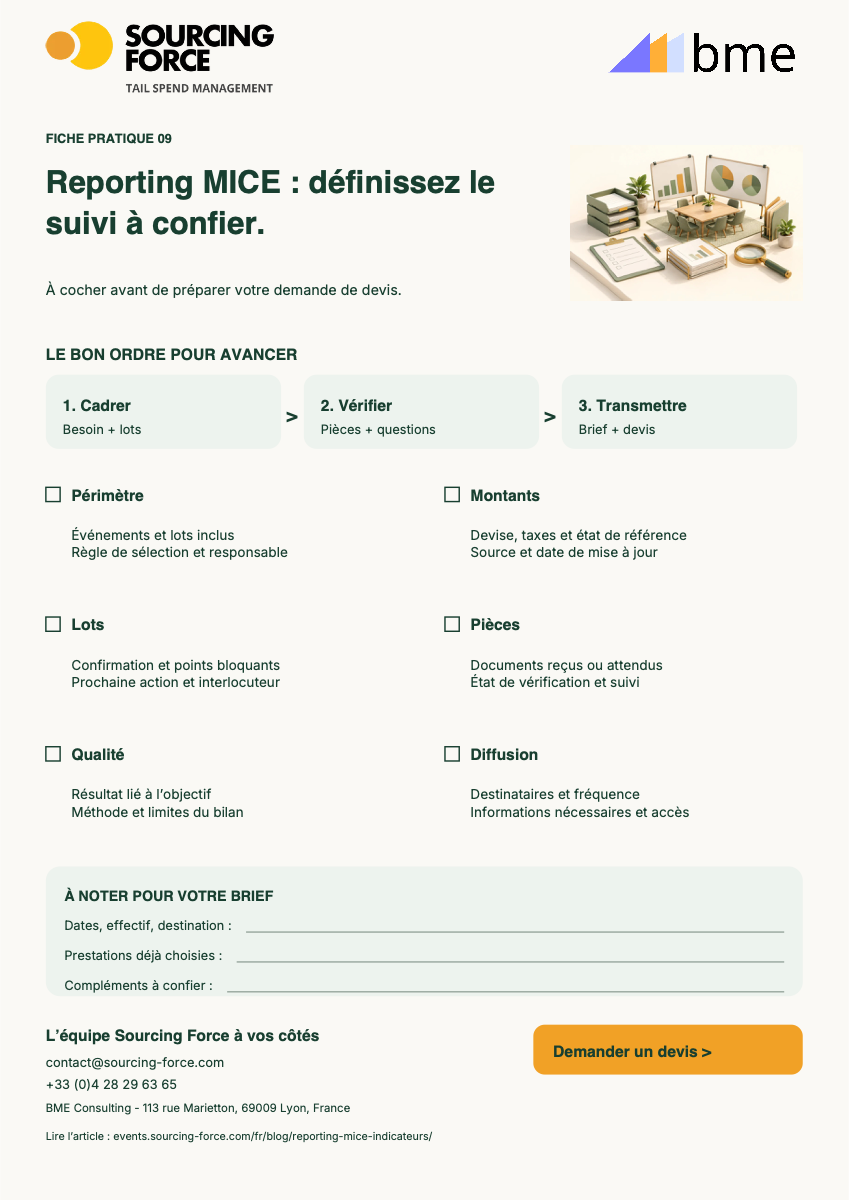 Aperçu de la checklist PDF — Grille pour définir vos indicateurs MICE