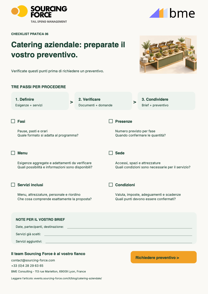 Anteprima della checklist PDF — Lista per preparare il catering aziendale