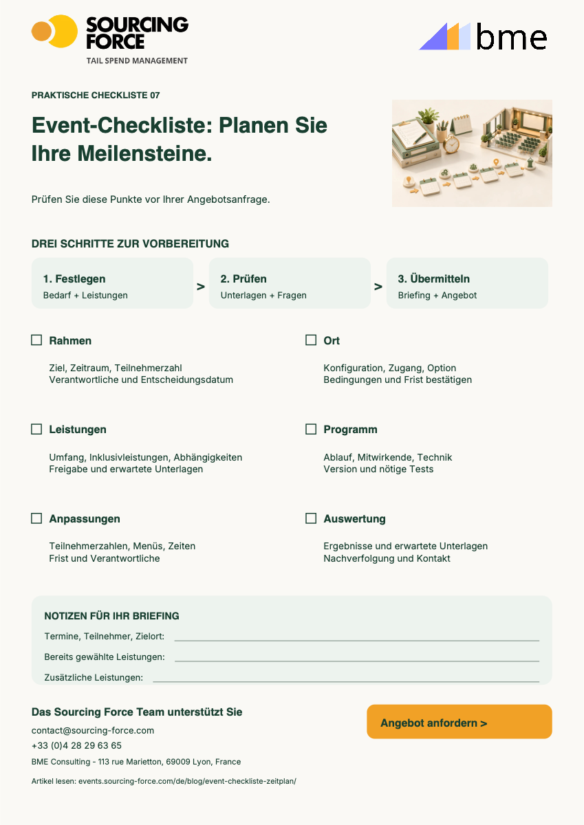 Vorschau der PDF-Checkliste — Prüfraster für den Zeitplan Ihres Firmenseminars