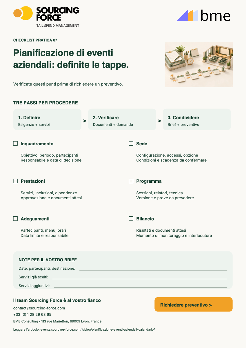 Anteprima della checklist PDF — Checklist del calendario del vostro seminario