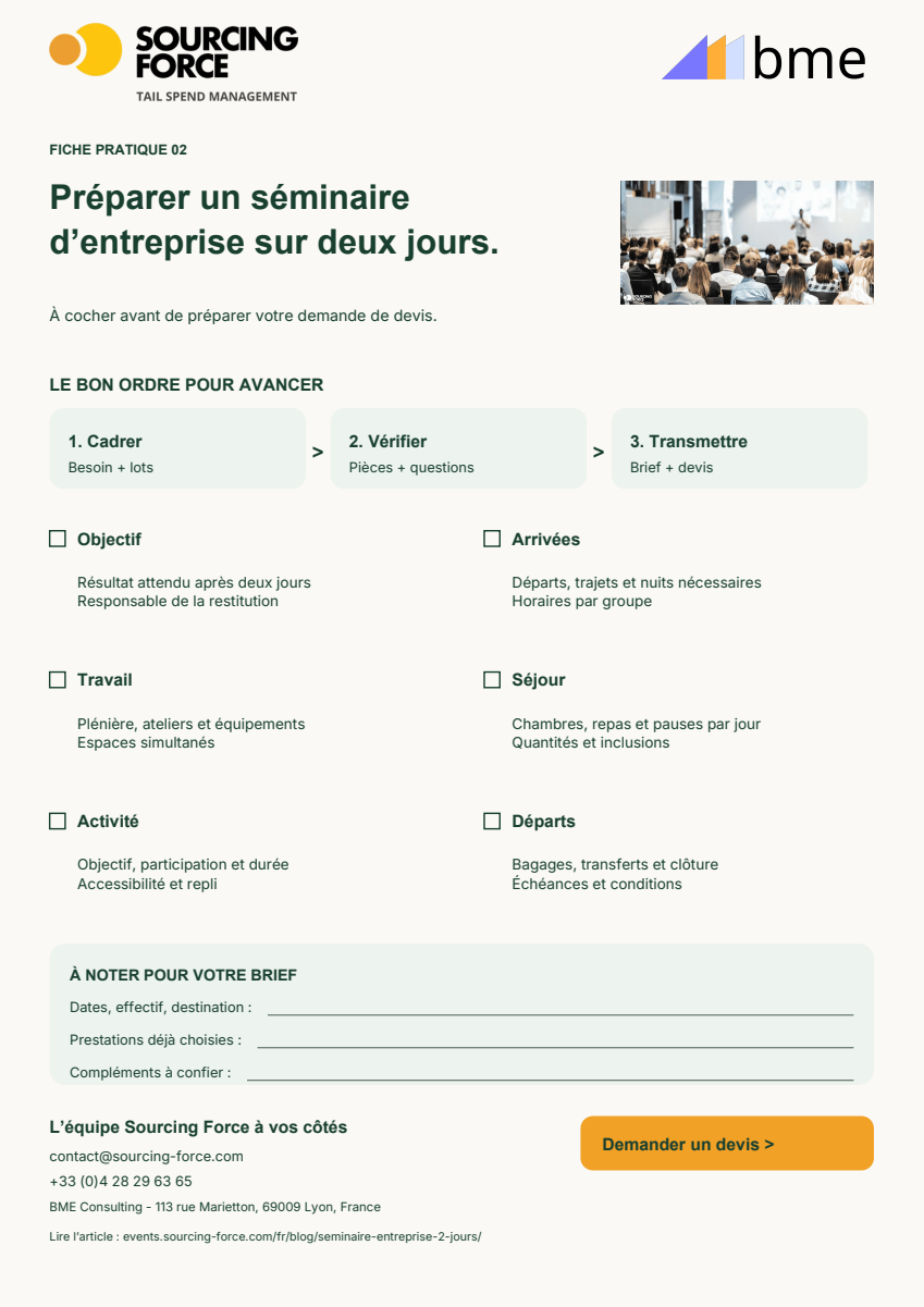 Aperçu de la checklist PDF — Checklist de préparation à compléter avec votre équipe